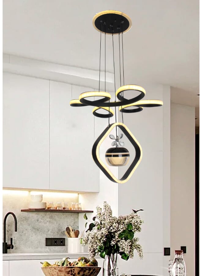 بيست باور ثريا LED أكريليك حديثة 6934 مع 3 مستويات إضاءة، طول قابل للتعديل 100 سم وقاعدة إضاءة - Image 1