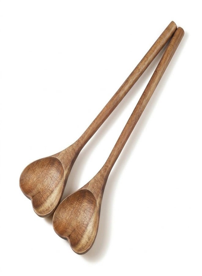HEALEEP Wooden Heart Shaped Spoons: Wood Long Handle Love Spoon for Appetizer, Serving, Kitchen Mixing Utensil for Mother's Day Charcuterie Valentine's Day, Housewarming Accessories - Image 1