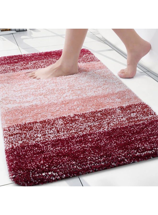 Arotive Microfiber Bathroom Rugs, Shaggy Soft and Absorbent Bath Rug, Non-Slip, Thick Plush Machine Washable Dry Bath Mats for Bathroom, Tub and Shower, 24x16, Burgundy - Image 1