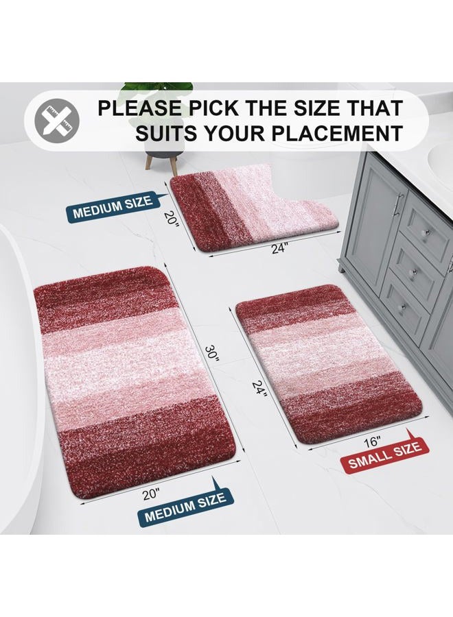 Arotive Microfiber Bathroom Rugs, Shaggy Soft and Absorbent Bath Rug, Non-Slip, Thick Plush Machine Washable Dry Bath Mats for Bathroom, Tub and Shower, 24x16, Burgundy - Image 2