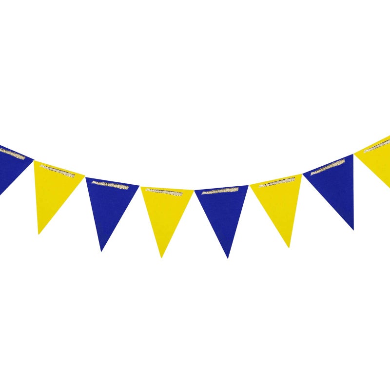 ZOOYOO 20 Feet Blue and Yellow Pennant Banner Paper Triangle Flags Bunting for Baby Birthday Party Wedding Decor Baby Shower 30pcs Flags Pack of 1