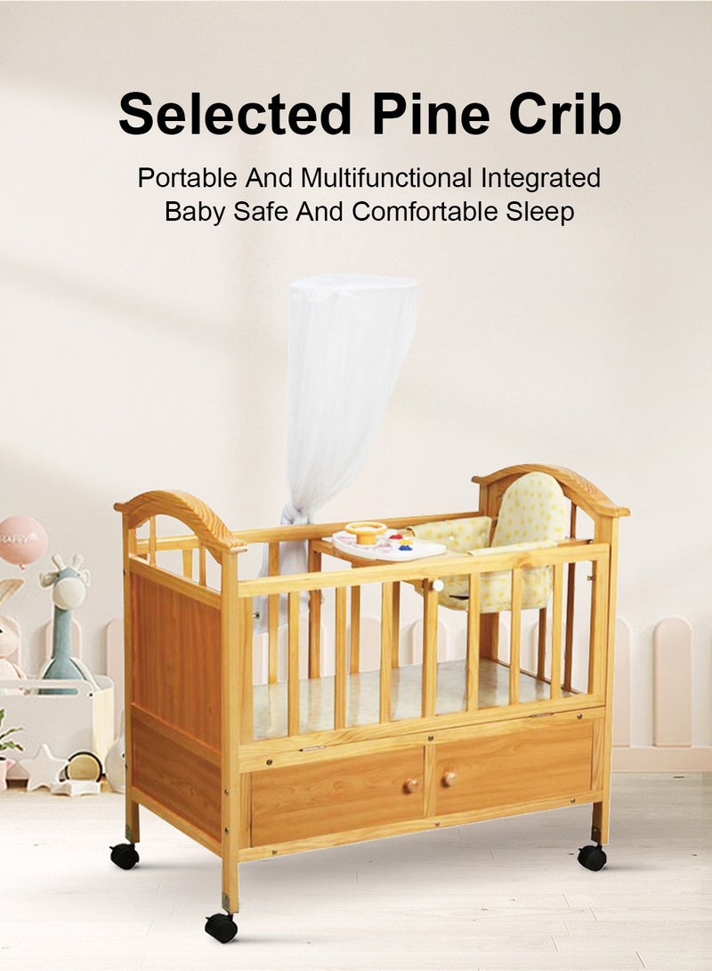 MaBaby Wood Baby Crib Bed Adjustable Length Shaking Bed for Infant - Image 4