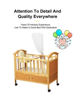 MaBaby Wood Baby Crib Bed Adjustable Length Shaking Bed for Infant  - Image 2
