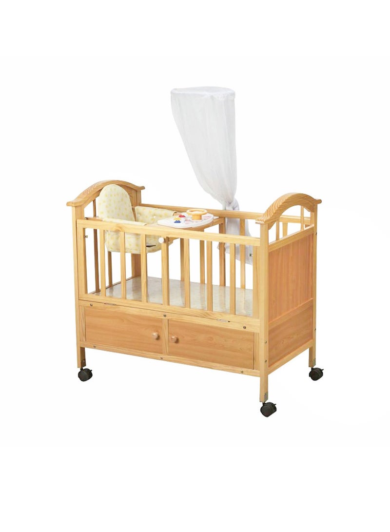 MaBaby Wood Baby Crib Bed Adjustable Length Shaking Bed for Infant - Image 1