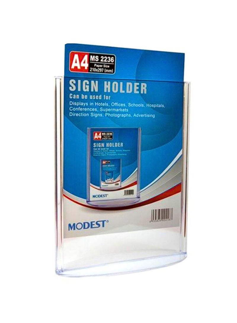 MODEST حامل لافتة A4 عمودي، 210x297 مم، شفاف - Image 1