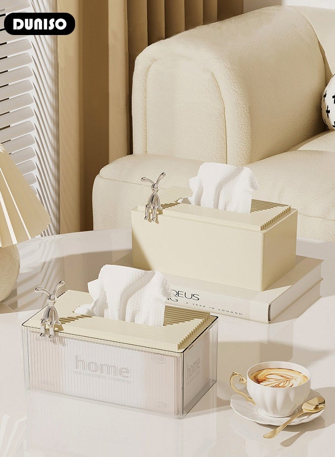 DUNISO حامل علبة مناديل مع غطاء تخزين بسعة كبيرة حامل مناديل كلينيكس الحديث للتخزين على طاولة الحمام، سطح الطاولة، خزانة غرفة النوم، حامل ليلي، مكتب - Image 3