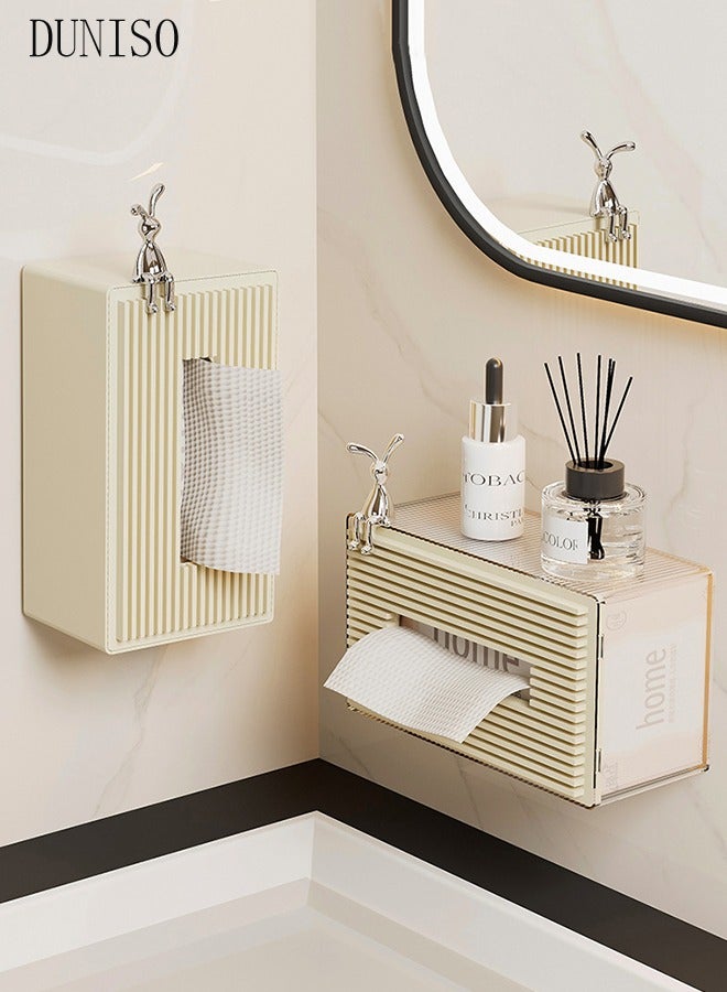 Tissue Box Holder with Cover Large Capacity Storage Modern Kleenex Tissue Holder for Storage on Bathroom Vanity, Countertop, Bedroom Dresser, Night Stand, Desk