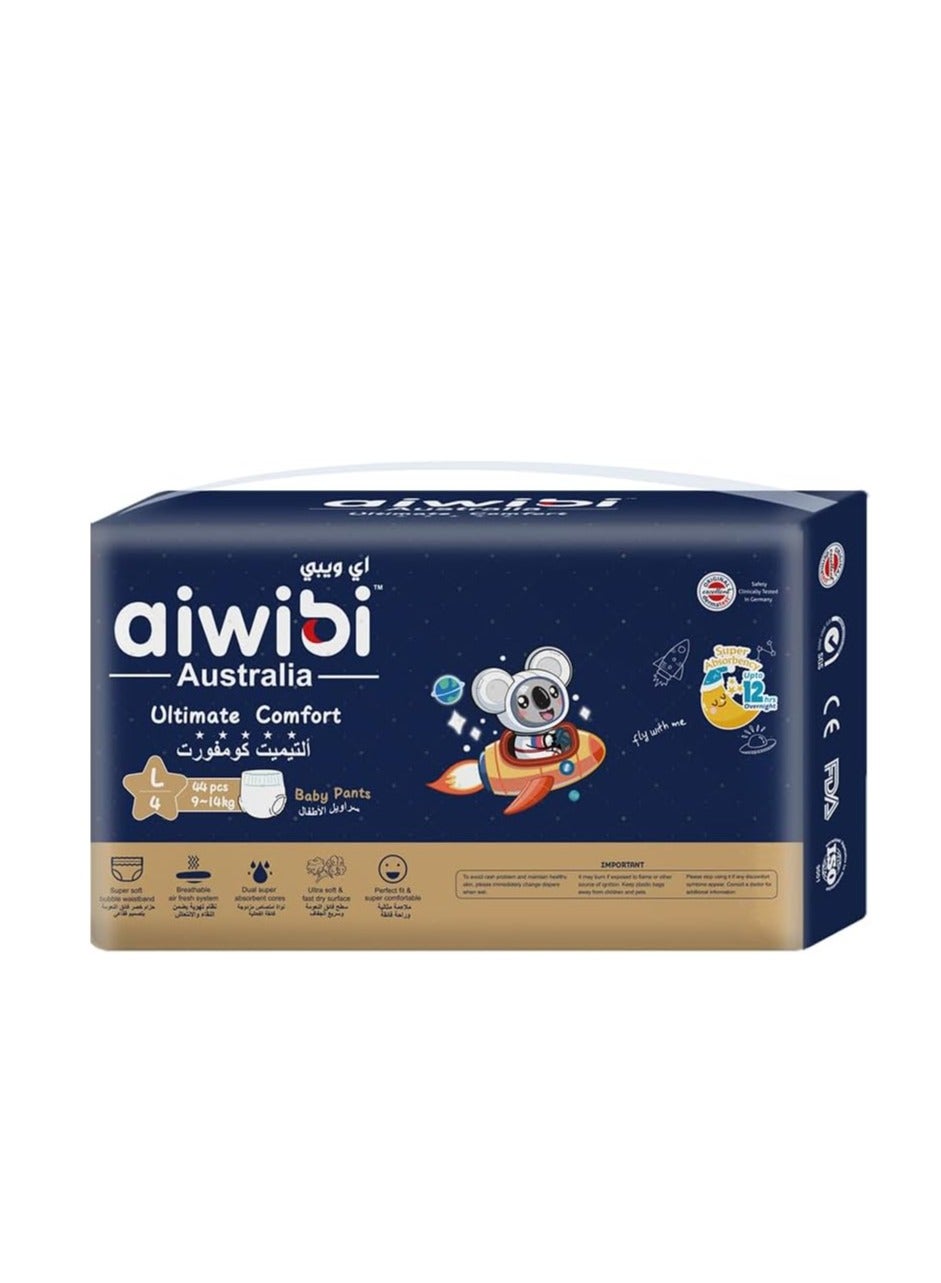aiwibi Night Plus Baby Diaper Pants Size 4 Large (9-14kg), Overnight Pull Up Nappies with Extra Absorbency & Leak Protection- (44 Pcs)