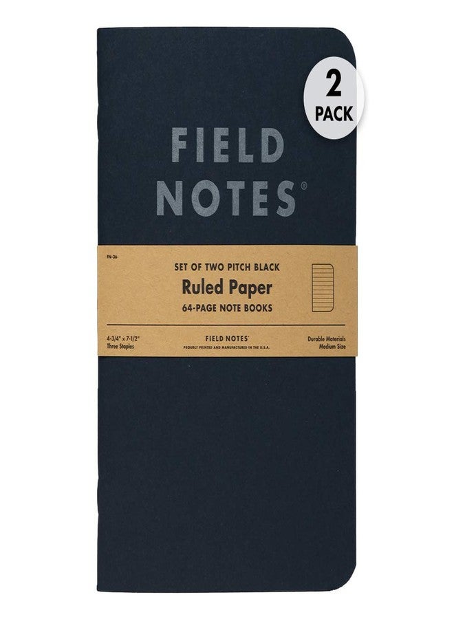 فيلد نوتس مجموعة من دفتري ملاحظات Field Notes باللون الأسود الداكن (4.75 × 7.5 بوصة)، مسطرين، 64 صفحة | دفتر ملاحظات صغير الحجم وخفيف الوزن للاستخدام اليومي، مصنوع من ورق 90 جرامًا للمتر المربع وغلاف ورقي | دفاتر عمل لتدوين الملاحظات | صنع في الولايات المتحدة الأمريكية - Image 1