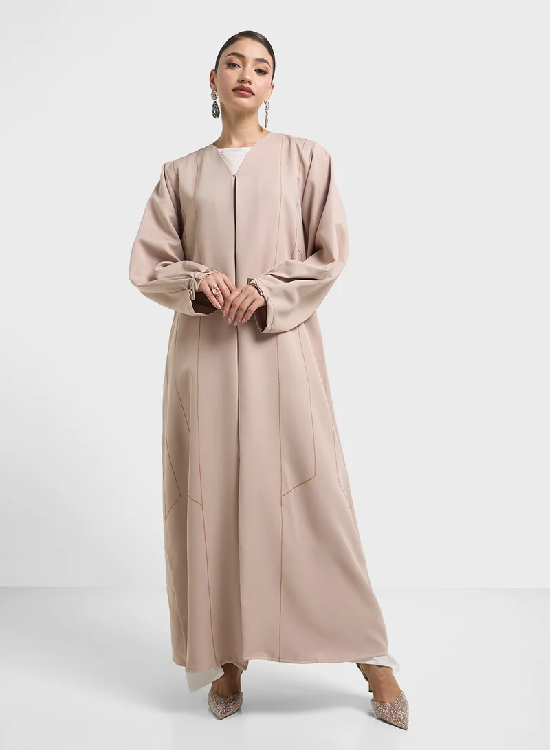 hayas closet V-Neck Flared Sleeve Abaya