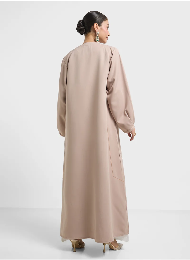 hayas closet V-Neck Flared Sleeve Abaya