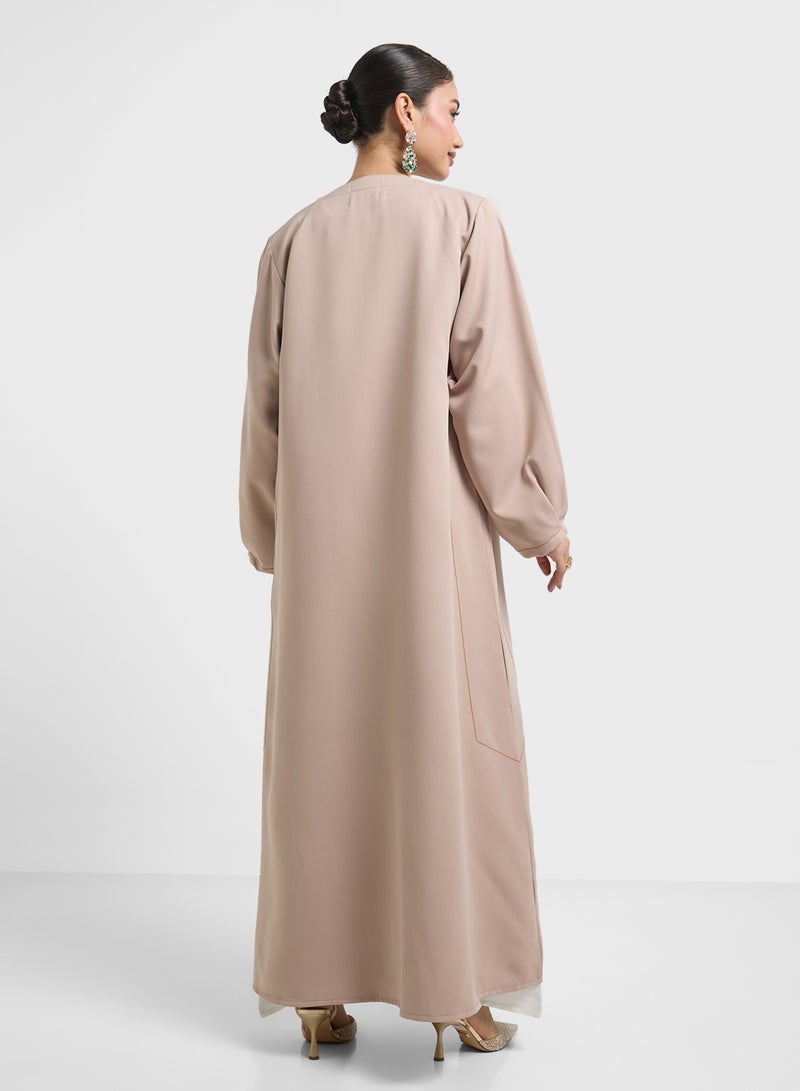hayas closet V-Neck Flared Sleeve Abaya  - Image 2
