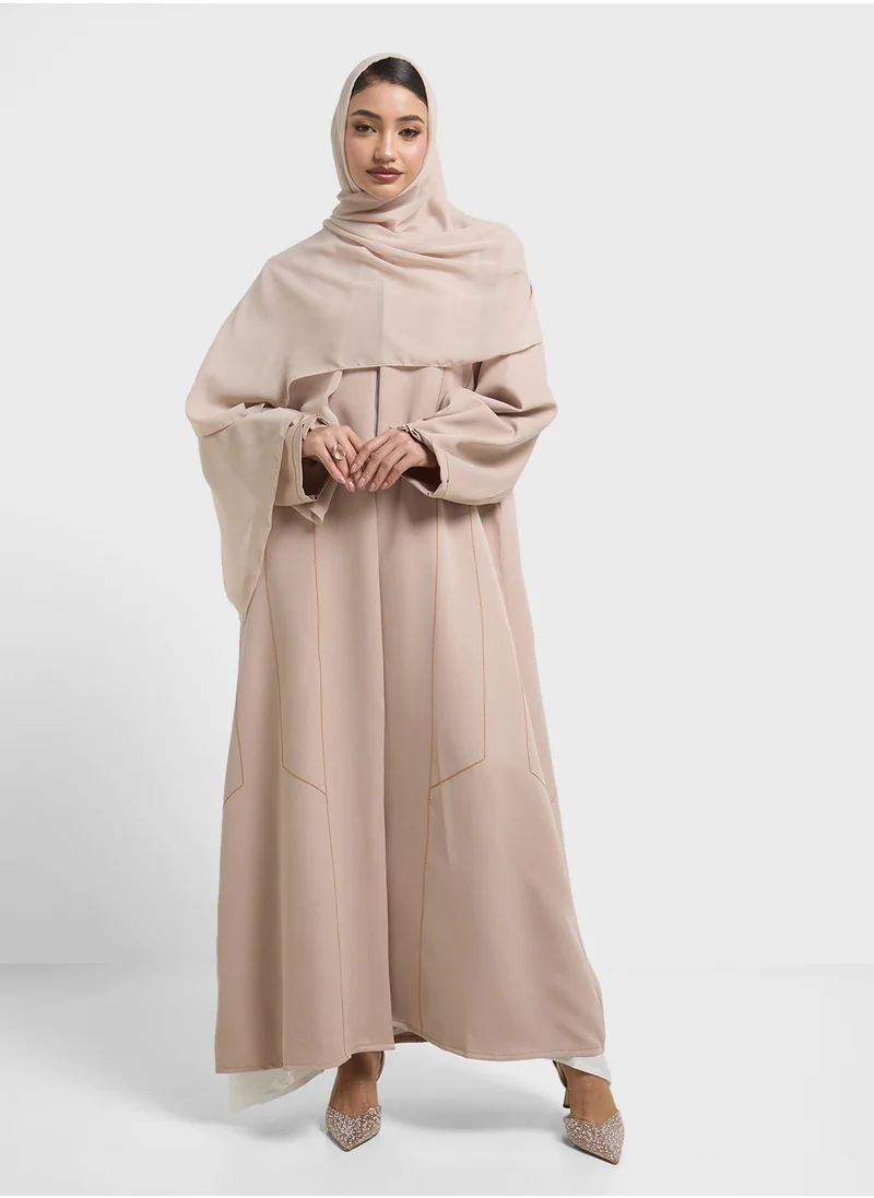 hayas closet V-Neck Flared Sleeve Abaya