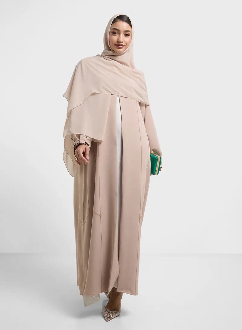 hayas closet V-Neck Flared Sleeve Abaya