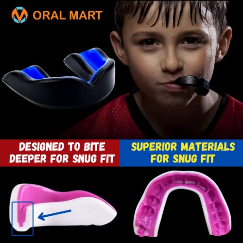 Oral Mart Black/Blue Youth Mouthguard for Kids - Youth Mouthguard for Karate, Flag Football, Martial Arts, Taekwondo, Boxing, Football, Rugby, BJJ, Muay Thai, Soccer, Hockey (with Free Case) - Image 5