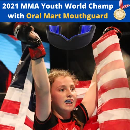 Oral Mart Black/Blue Youth Mouthguard for Kids - Youth Mouthguard for Karate, Flag Football, Martial Arts, Taekwondo, Boxing, Football, Rugby, BJJ, Muay Thai, Soccer, Hockey (with Free Case) - Image 2