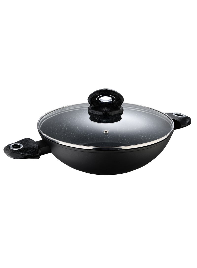 BERGNER ORION FORGED ALUMINUM INDUCTION BOTTOM KADAI + LID 28X7.8 CM WITH HEAT DOT TECHNOLOGY GREY COLOR - Image 2