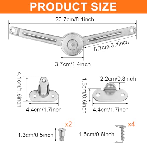 Serplex® Adjustable Folding Lid Support Hinge Stay Bracket, Heavy-Duty Cabinet Door & Toy Box Lid Support, Soft Closing Drop-Down Support Arm with Mounting Screws - Image 2