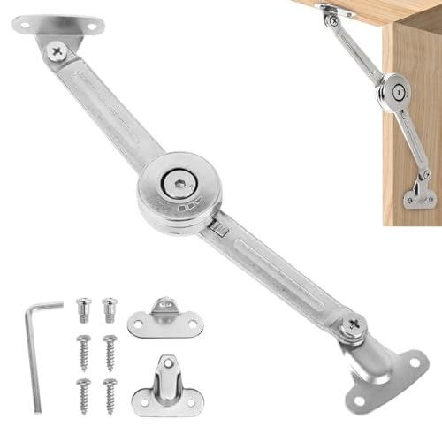 Serplex® Adjustable Folding Lid Support Hinge Stay Bracket, Heavy-Duty Cabinet Door & Toy Box Lid Support, Soft Closing Drop-Down Support Arm with Mounting Screws - Image 1