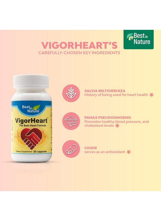 Best in Nature - Vigorheartthe Natural Heart Supplements Pills With Coq 10 Salvia Miltiorrhiza And Panax Pesudoginseng (30 Capsules) - Image 1