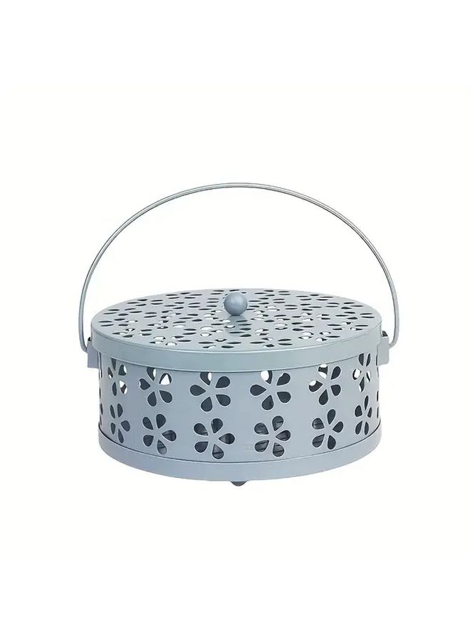 Pink Vintage Metal Cast Iron Mosquito Repellent Holder Incense Burner Portable Floral Design - Image 1