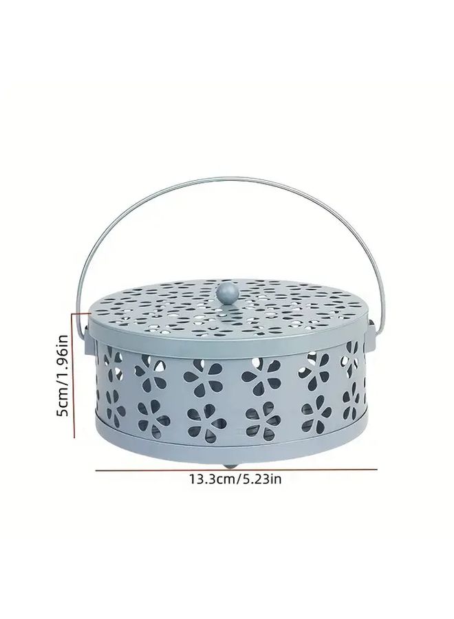 Pink Vintage Metal Cast Iron Mosquito Repellent Holder Incense Burner Portable Floral Design - Image 3
