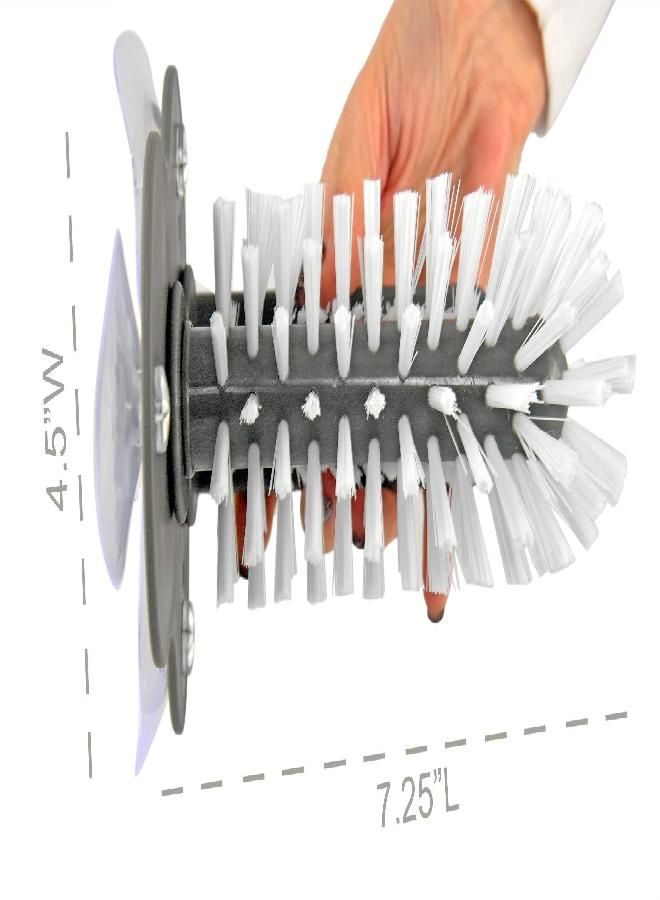 HOME-X Glass Cleaning Brush, Sink Attachment, Bartender Glass Cleaning Brush Set, Easy Glassware Cleaning - Grey & White - 7 ¼” L x 4 ½” W x 4 ¾” H - Image 1
