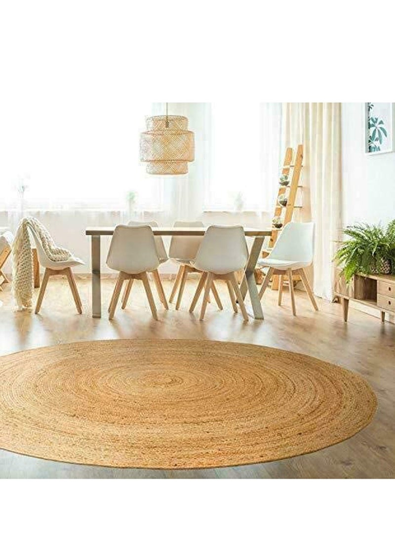 LINGWEI Jute Rug Carpet Beige 100x100cm - Image 1