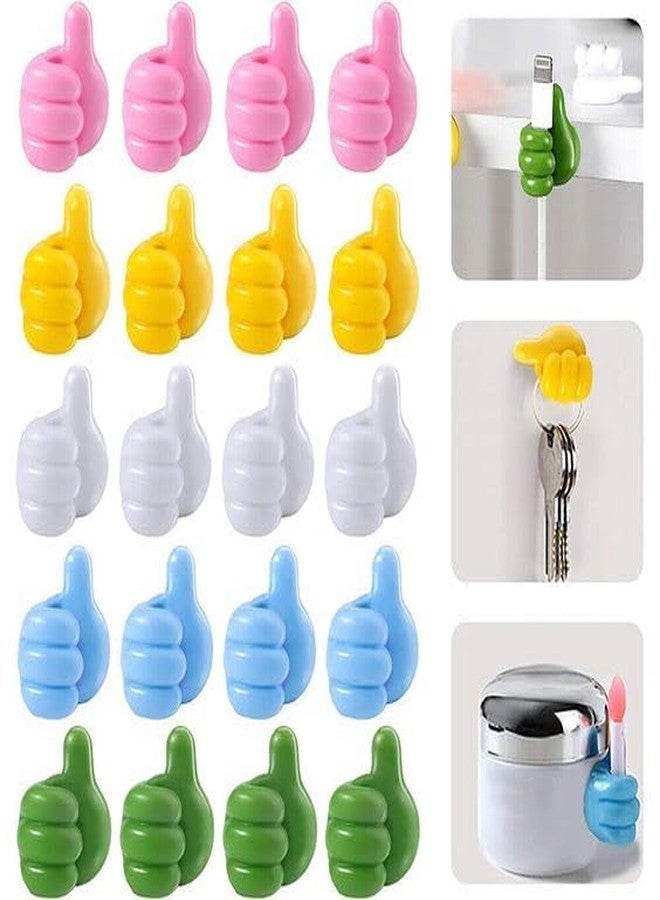 CEUTA 4 Thumbs UP Hooks for Wall 04 Pieces - Self Adhesive Hook - Silicone Based - Multicolor Cable Wire Organizer - Key Hanger - Wall Hook for Keys Toothbrush, Mobile Wires, Suitable Home and Office - Image 3