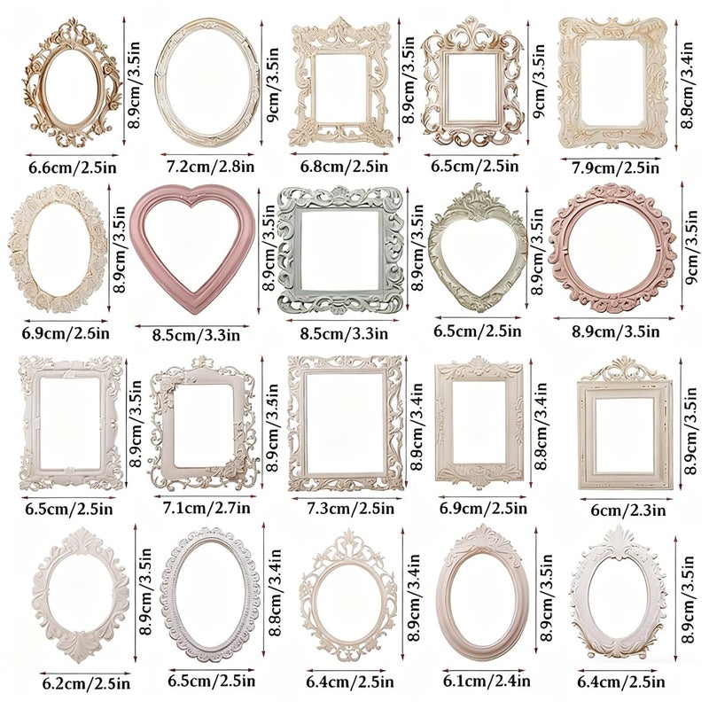 HASTHIP ® 40Pcs Vintage Photo Frames Scrapbook Paper - 20 Styles 3D Floral Embossed Paper Photo Frames Collage Papers Decorative Papers Journaling Supplies for Junk Journal Crafts Scrapbook - Image 2