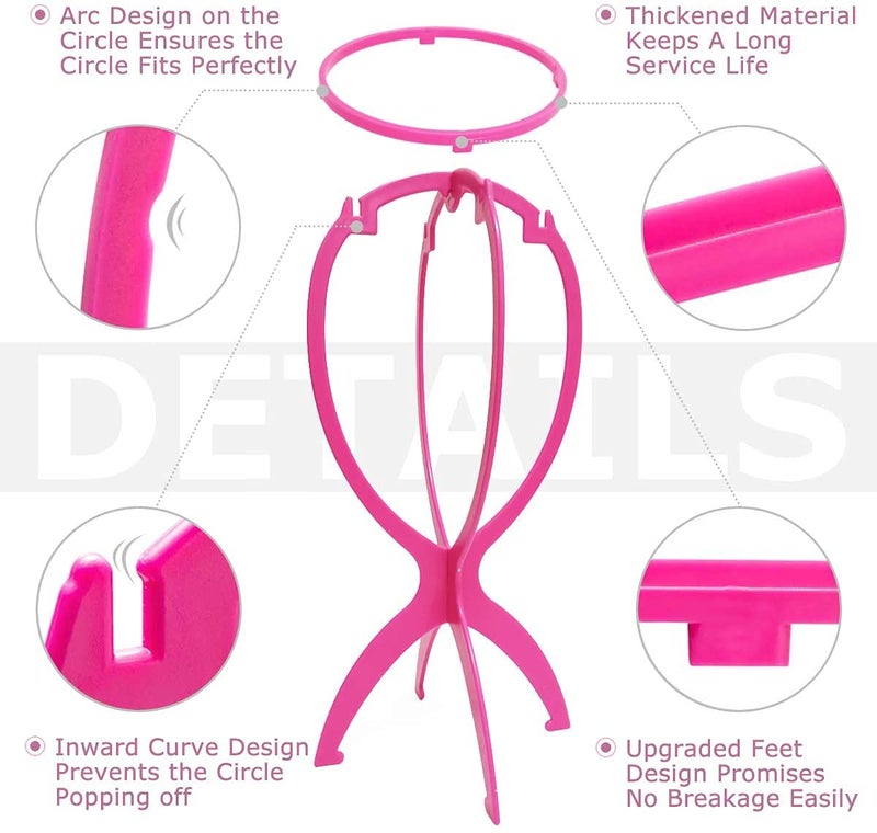 Dreamlover Wig Head Stand, Wig Holder, Hot Pink, 3 Packs - Image 3