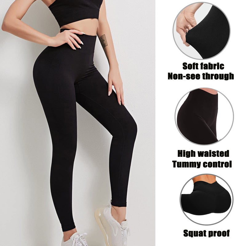 Hi Clasmix 5 Pack Leggings for Women with Pockets Black S-M-High Waisted Tummy Control Soft Casual Workout Black Yoga Pants - Image 5