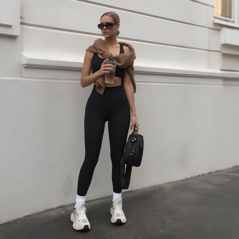 Hi Clasmix 5 Pack Leggings for Women with Pockets Black S-M-High Waisted Tummy Control Soft Casual Workout Black Yoga Pants - Image 2