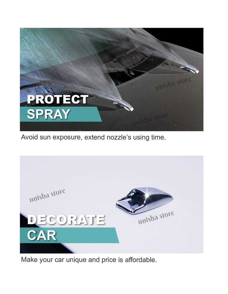 WheelCore Universal Car Front Windshield Wiper Spray Nozzle Chrome Cover for All Cars (Set of 2pcs) - Image 5