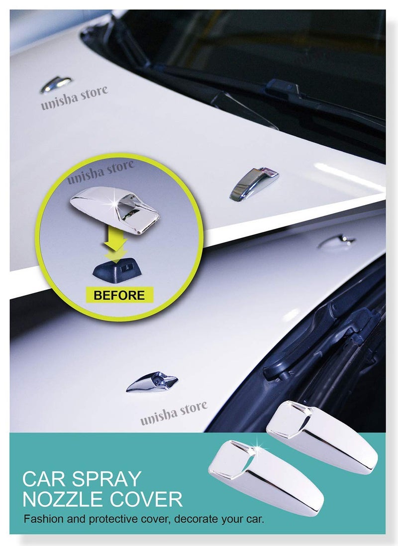 WheelCore Universal Car Front Windshield Wiper Spray Nozzle Chrome Cover for All Cars (Set of 2pcs) - Image 1