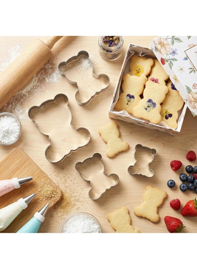 4 Pcs Bear Cookie Cutter Set, Cute Stainless Steel Bear Cookie Cutters Fondant Biscuit Cooking Utensils for Baking for Baby Shower Gender Reveal Birthday Decoration - Image 2