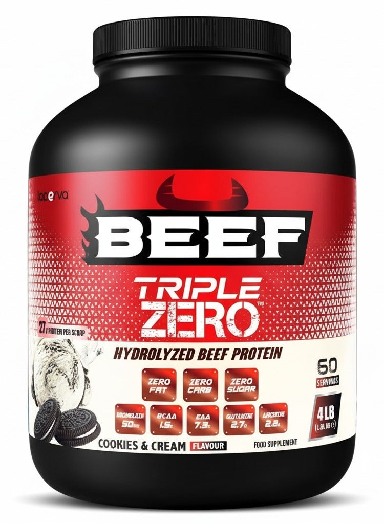 Laperva Beef Triple Zero Hydrolyzed Protein Powder Cookies and Cream 4 lb - Image 1