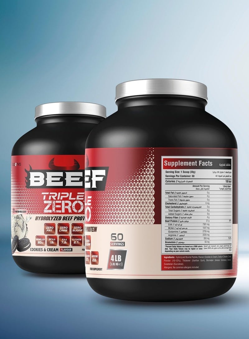 Laperva Beef Triple Zero Hydrolyzed Protein Powder Cookies and Cream 4 lb - Image 3