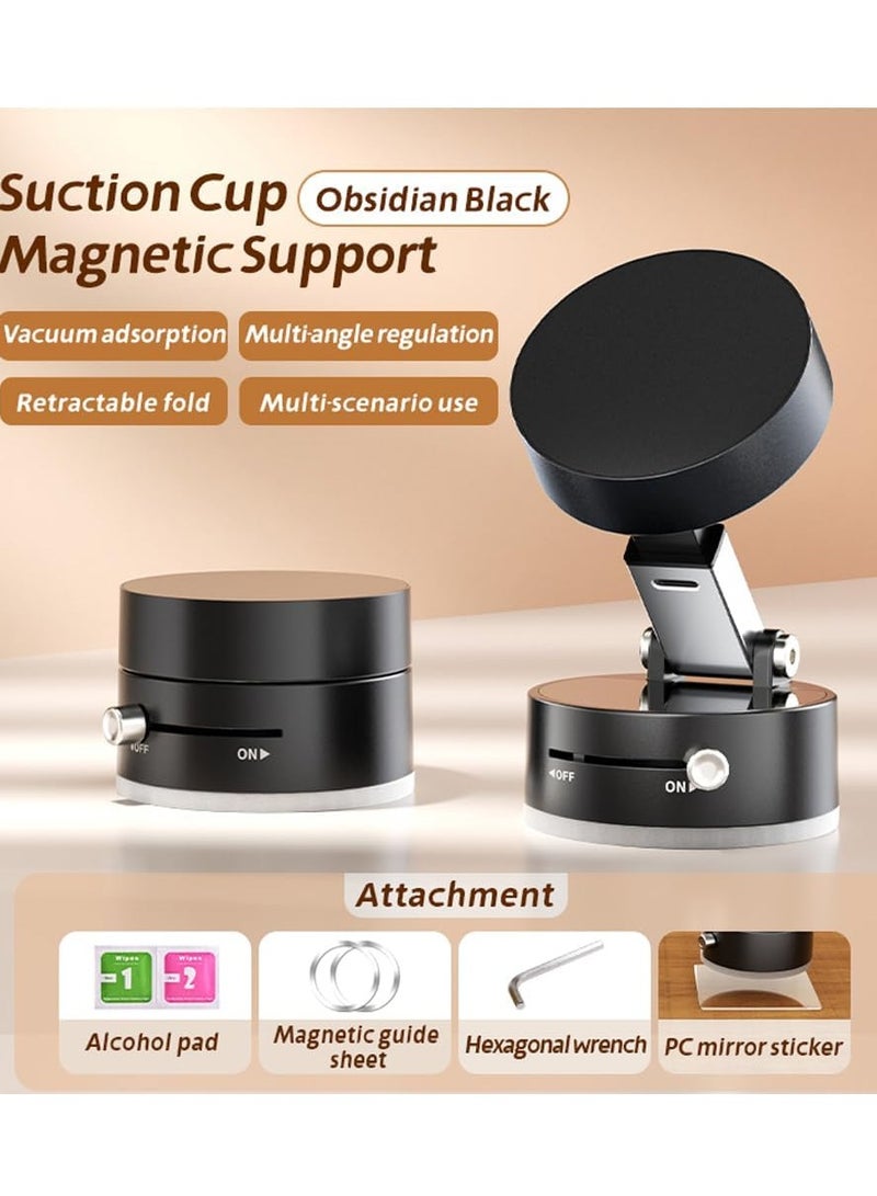 Milatech Foldable Magnetic Vacuum Phone Holder, 360 Suction Car Mount, Double-Sided Swivel Stand for Car, Mirror, Gym, Kitchen, Hands-Free Portable Phone Holder - Image 4