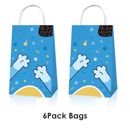 BOBORAT Blue Dog Pet-Themed Paper Gift Bags, 12 Pack, Blue and Orange Party Favor Bags with Handles, 8.3 x 4.7 inches - Image 2