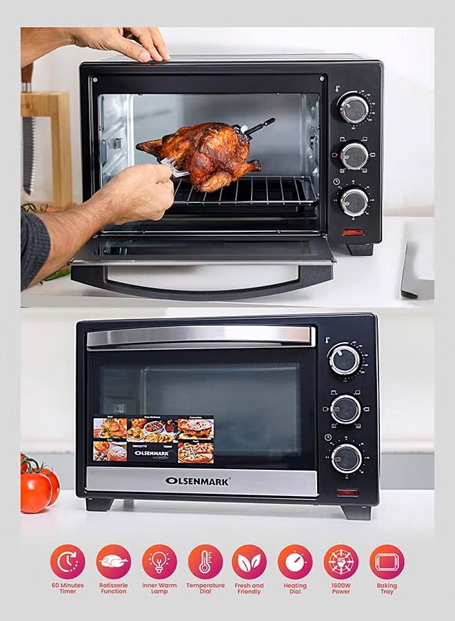 أولسنمارك فرن كهربائي مع شواية 25 L 1600 W OMO2277G أسود - Image 5