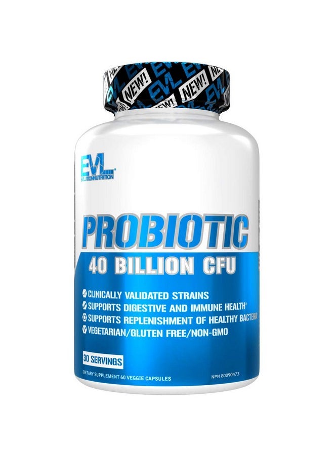 Evlution - Nutrition Probiotic 60 Probiotic Veggie Capsules 40 Billion Cfus Per Serving Easy To Swallow Probiotic Supplement - Image 1