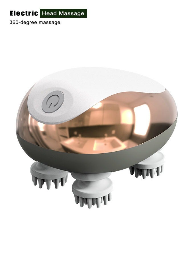 Super ZYouth Electric Scalp Massager Rechargeable Portable Head Massager With 96 Kneading Nodes Multifunctional Head Scratcher for Deep Cleansing Relief Hair Growth Stress Relax White Gold  - Image 1