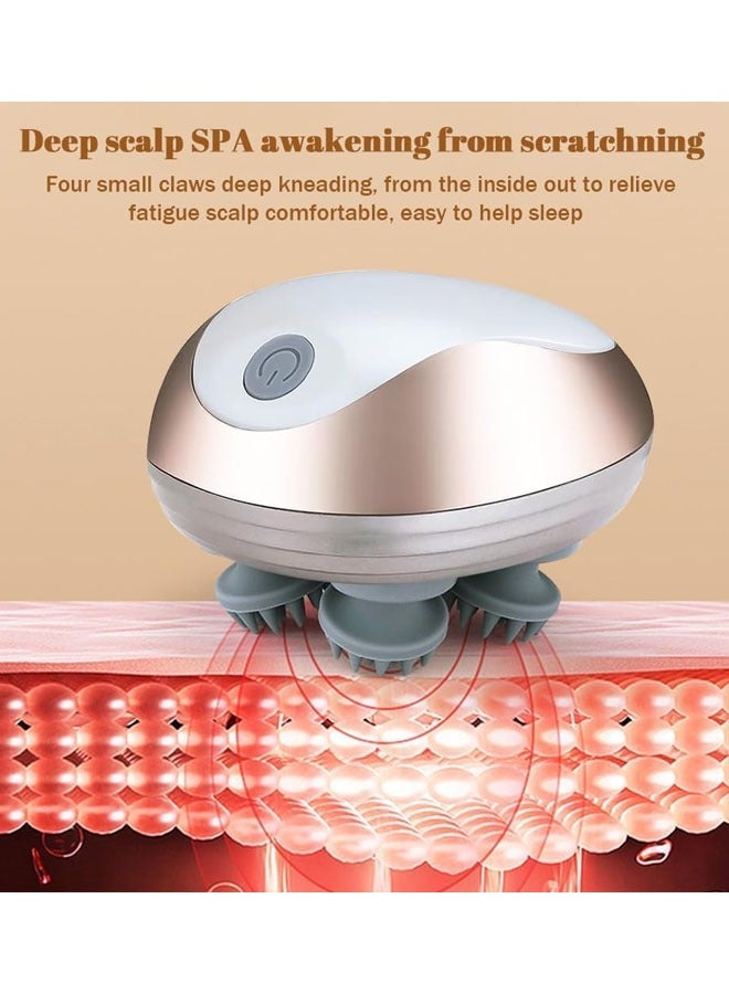 Super ZYouth Electric Scalp Massager Rechargeable Portable Head Massager With 96 Kneading Nodes Multifunctional Head Scratcher for Deep Cleansing Relief Hair Growth Stress Relax White Gold  - Image 5