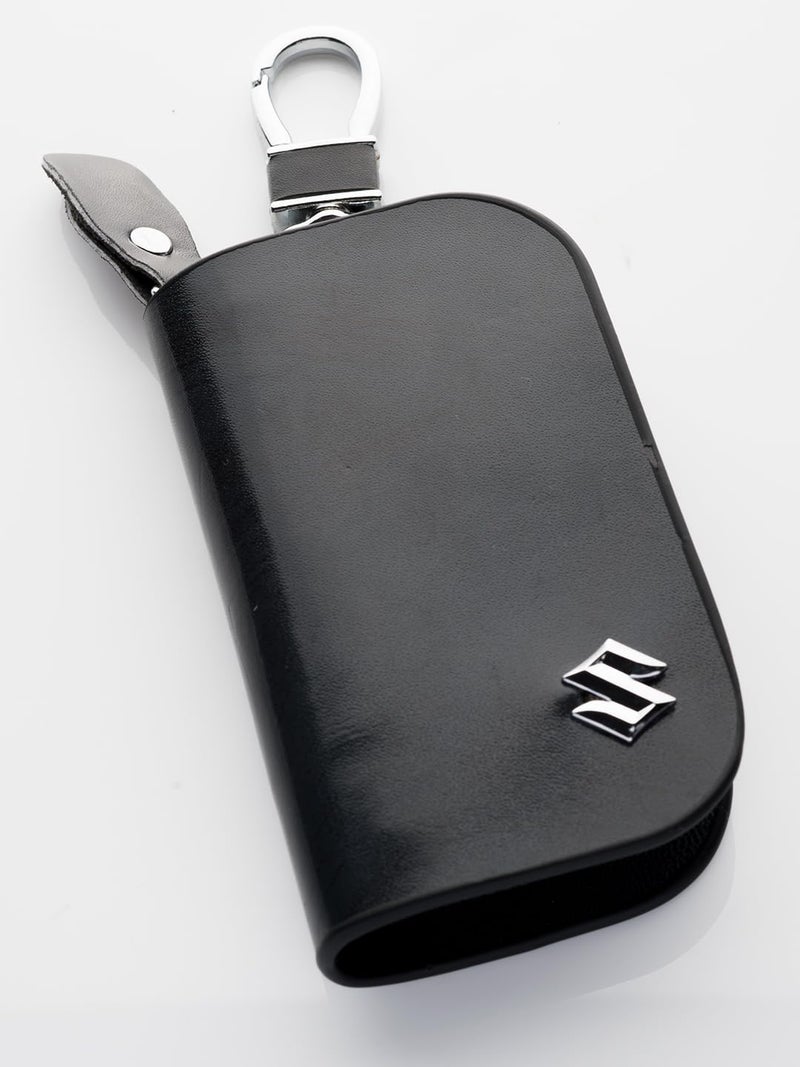 Contacts leather Car Key Cover Compatible with Maruti Suzuki Smart Key with Key Chain For XL6,Grand Vitara,Swift,SX4,DZire,Ignis,Brezza,Celerio,Ertiga,Ciaz,Baleno (black) - Image 1