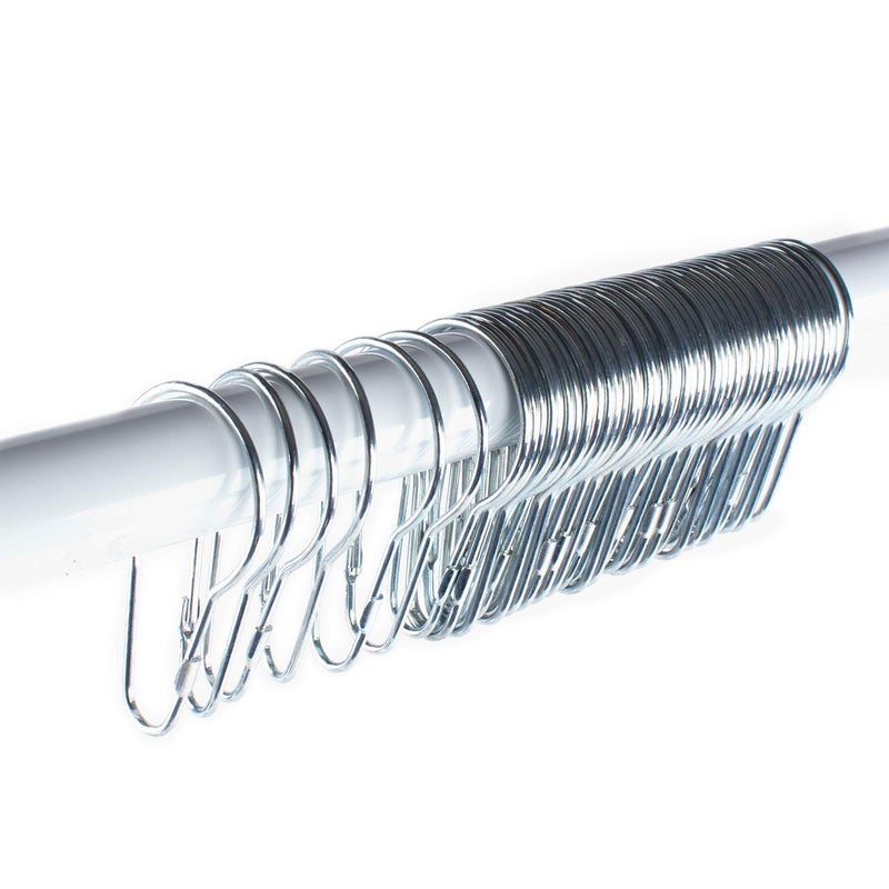 Super Z Outlet Silver Metal Shower Curtain Style Hanging Clip Chain Hooks Sorting & Organizing (50 Pieces) - Image 3
