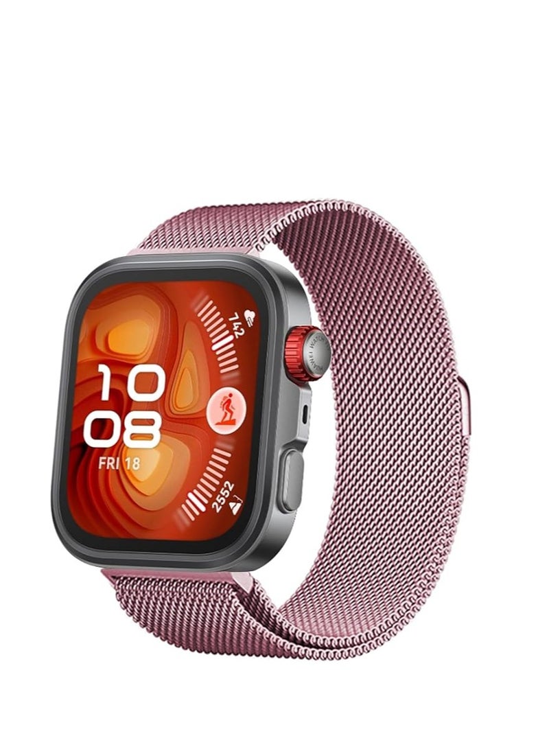 Strap Compatible with Huawei Watch Fit 4 4 Pro Bracelet Stainless Steel Magnetic Extendable Replacement Wristbands Metal Classic Band for Huawei Watch Fit 4 4 Pro Strap for Men Women Pink - Image 2