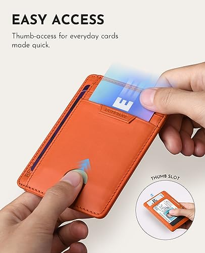 Buffway Slim Wallet for Men Women Minimalist Small Leather Front Pocket Wallets with RFID Blocking and Gifts Box - Bassa Orange - Image 5