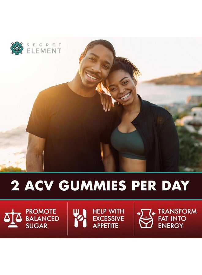 SECRET ELEMENT Keto ACV Gummies 1100mg, Apple Cider Vinegar Gummies with Prebiotic Superfruits, Green Coffee Bean Extract, B Vitamins, Sugar Free, Vegan, Non-GMO, Cherry Flavor, 60 Gummies - Image 3