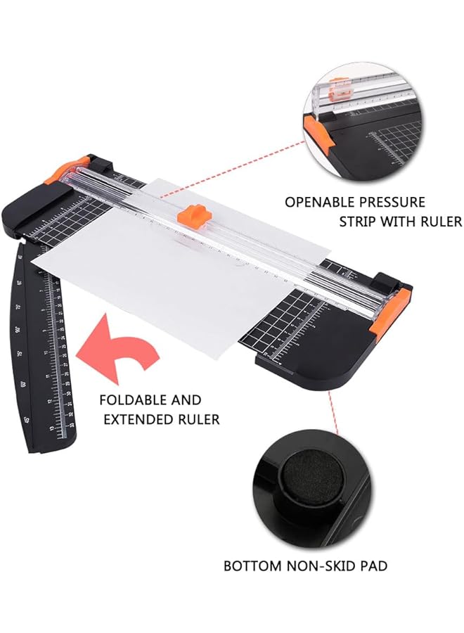 ORiTi A4 Paper Cutter 38Cm Paper Cutting Board Guillotine With Automatic Security Safeguard And Side Ruler For Cutting Card Stock Coupon Label Photo And Crafts Project Black - Image 5